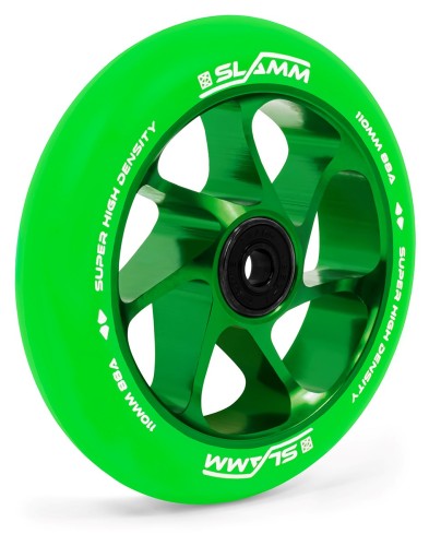 SL470 Slamm Scooters Team Colour PU 110mm Wheels Green Angle.jpg