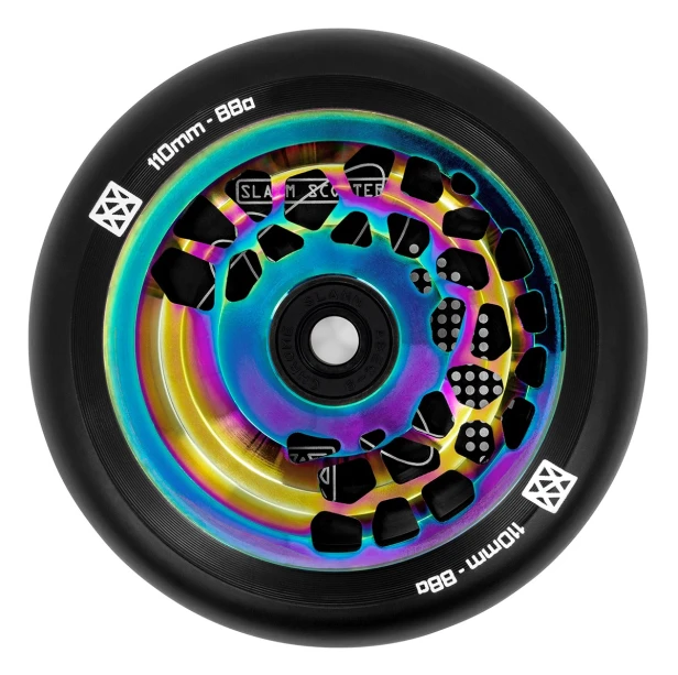SL480 Slamm Scooters Neochrome 110mm Split Core Wheels Front.jpg