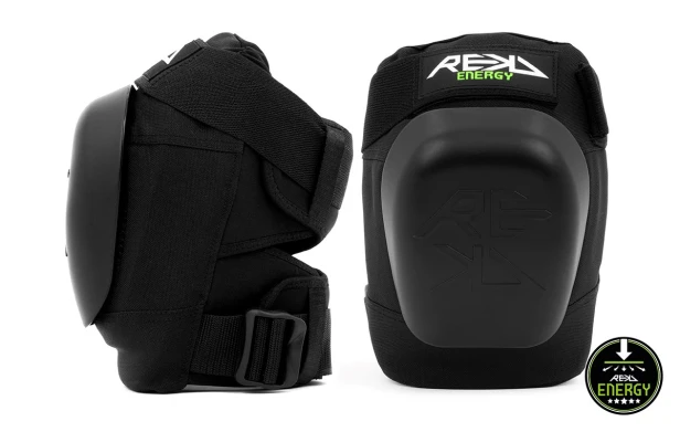RKD690 REKD Energy Patrol Knee Pads Black Cap Front and Side.jpg